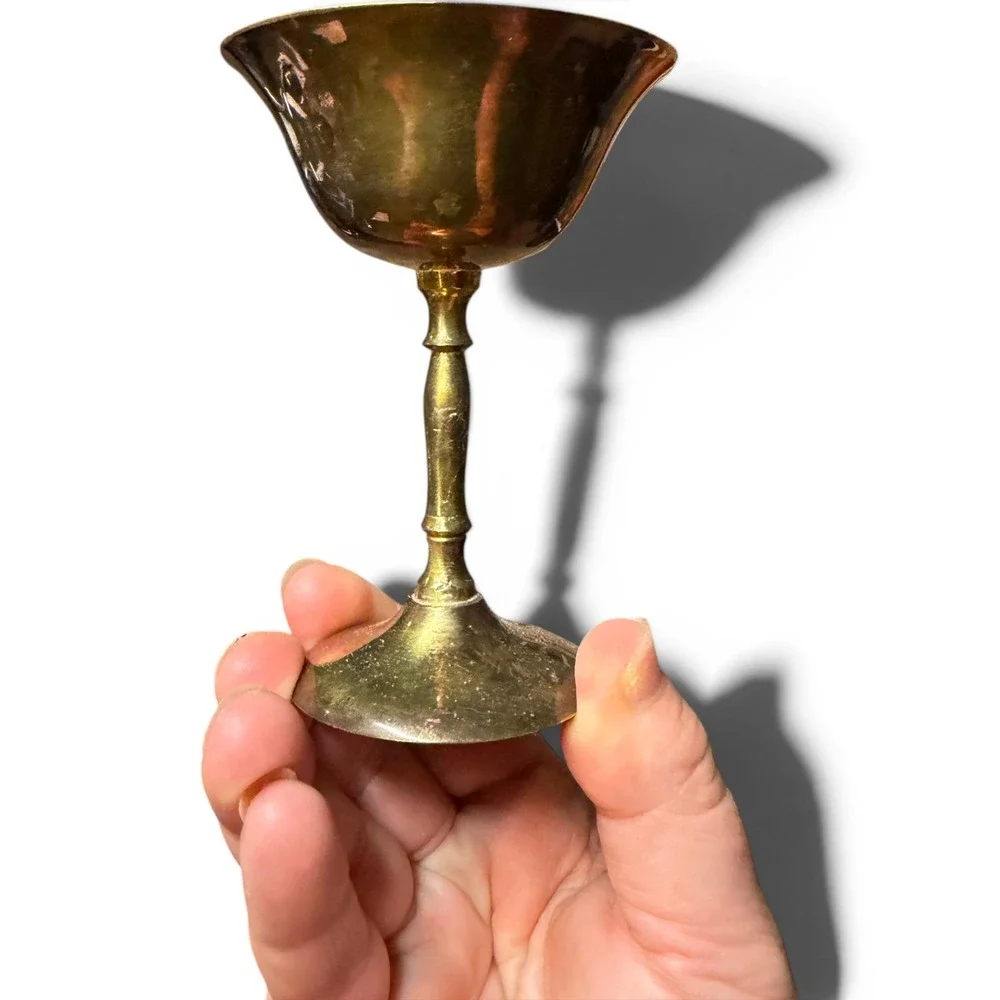 Vintage Solid Brass Chalices | Set of 3 | Mid-Century Barware
